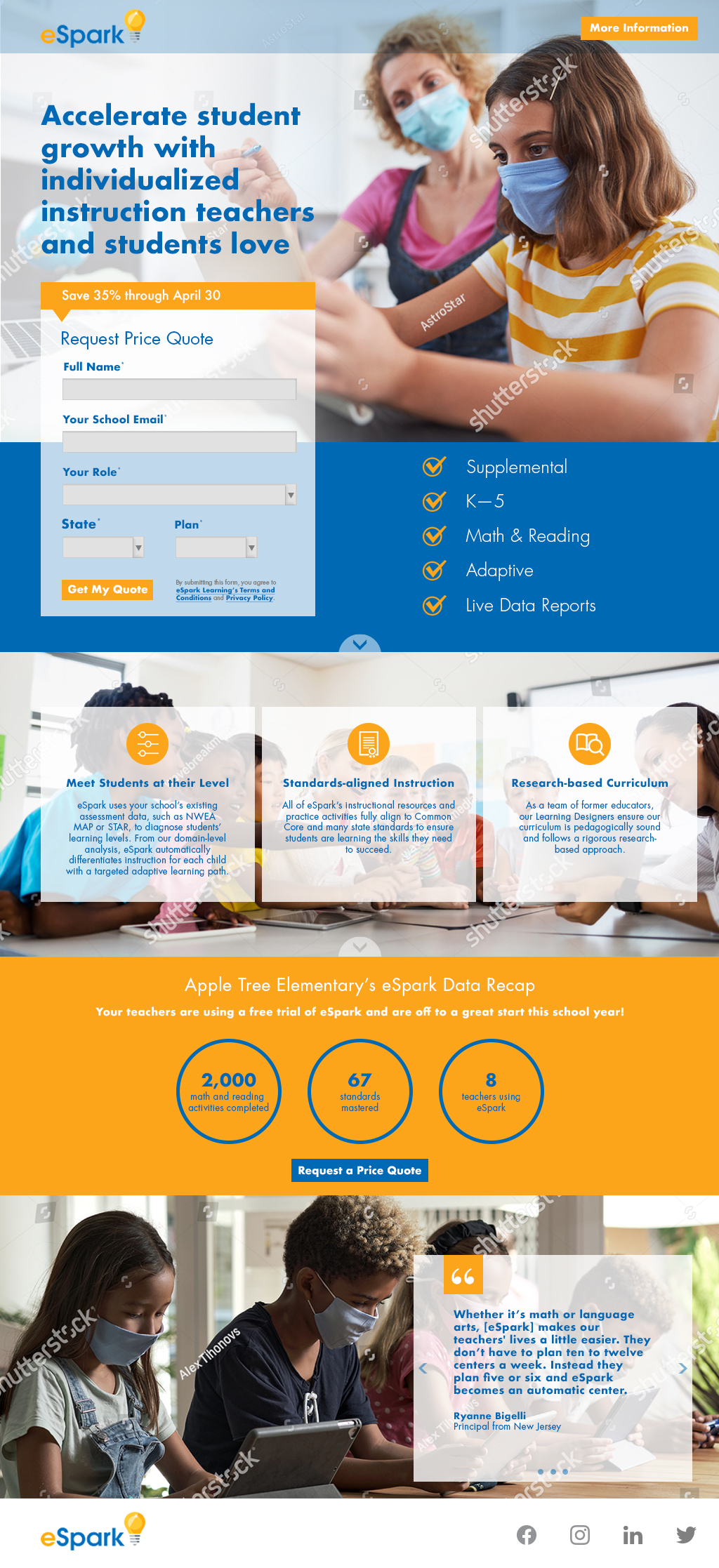 eSpark Learning Landing&nbsp;Pages